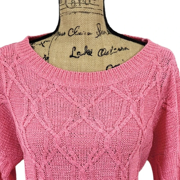ZARA KNIT Women's Regular Cable Knit Ribbed Oversized Sweater Pink Size Medium - Picture 5 of 14